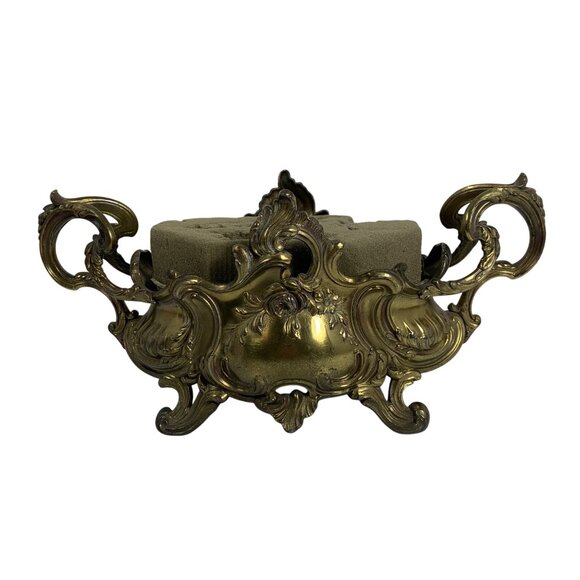 Antique French Depose 452 Rococo Jardiniere Brass Floral Holder Ornate Handles - Picture 1 of 16
